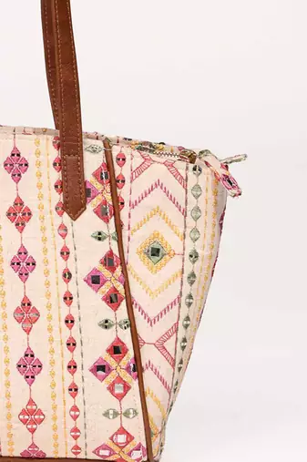 Nadia mirror embroidered tote bag