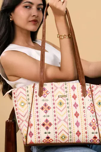 Nadia mirror embroidered tote bag
