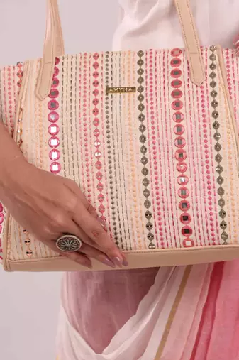 Zoey embroidered multicolor tote bag