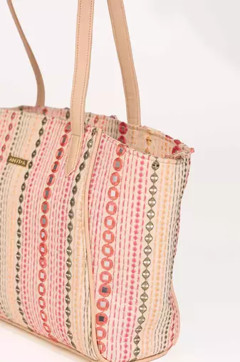 Zoey embroidered multicolor tote bag