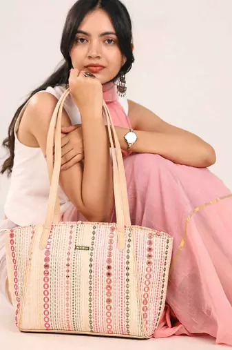 Zoey embroidered multicolor tote bag