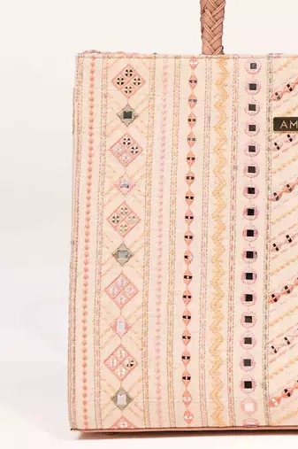 Nova mirror embroidered box tote bag