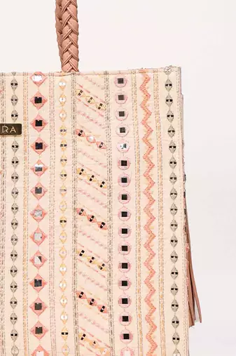 Nova mirror embroidered box tote bag
