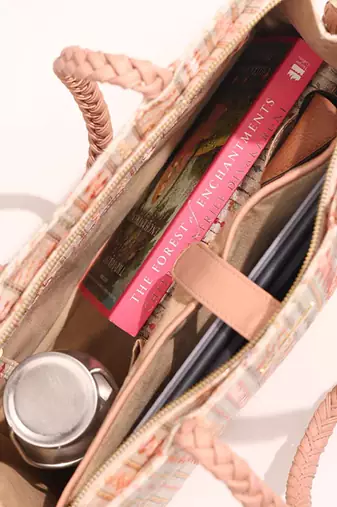 Nova mirror embroidered box tote bag