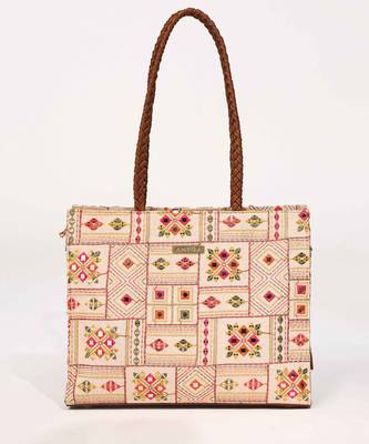 Ziana embroidered multicolor box tote bag 1