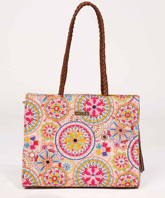 Lily embroidered multicolor box tote bag 1