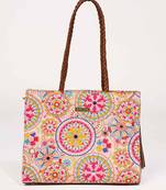 Lily embroidered multicolor box tote bag
