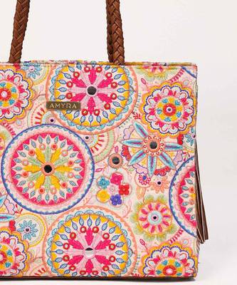 Lily embroidered multicolor box tote bag 2