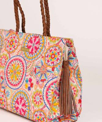Lily embroidered multicolor box tote bag 3
