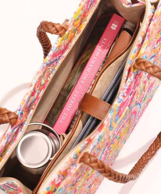 Lily embroidered multicolor box tote bag 4