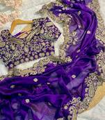 Purple Rangoli Silk blend Embroidered saree