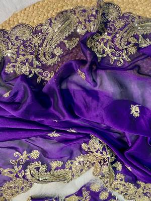 Purple Rangoli Silk blend Embroidered saree 2