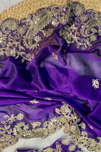 Purple Rangoli Silk blend Embroidered saree