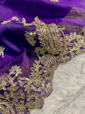 Purple Rangoli Silk blend Embroidered saree 3