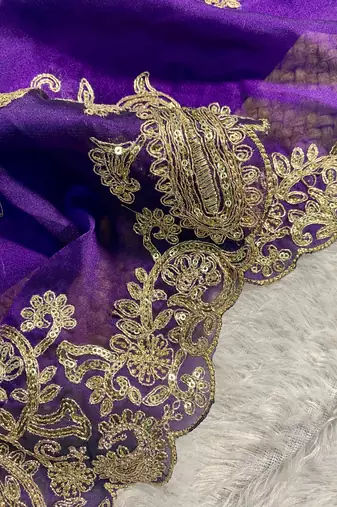 Purple Rangoli Silk blend Embroidered saree