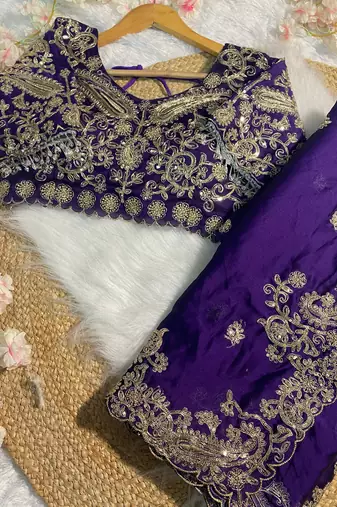 Purple Rangoli Silk blend Embroidered saree