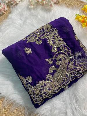 Purple Rangoli Silk blend Embroidered saree 5