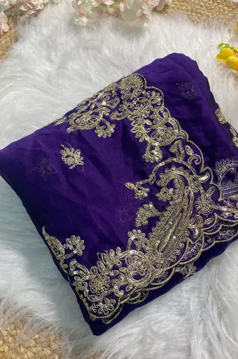 Purple Rangoli Silk blend Embroidered saree