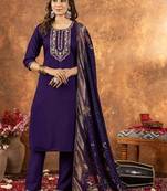 Purple colour with embroidered work marin silk Kurta set for women