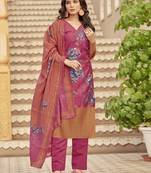 coral muslin embroidered dress material