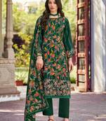 green muslin embroidered dress material