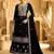 Black embroidered velvet palazzo style salwar suit