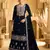 Navy Blue embroidered velvet palazzo style salwar suit