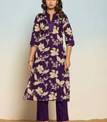 Sasha orchid purple printed cotton kurta sets