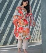 Swarnali apricot pink printed cotton kurta sets