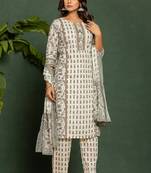 Tanvi misri light white printed cotton kurta sets