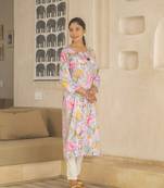 Tashvika orchid lavender printed blended kurta sets