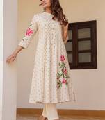 Tiara pearl dark white printed cotton kurta sets