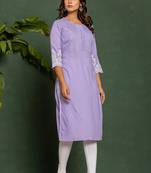 Uma lilac lavender embroidered cotton kurta sets