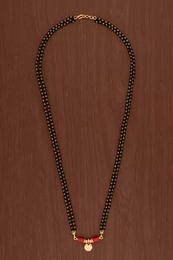  black beads mangalsutra 24" one gram gold