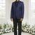 Blue jacquard plain solid full sleeve blazer for men