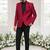 Maroon jacquard plain solid full sleeve blazer and pant for men