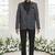 Grey jacquard plain solid full sleeve blazer for men