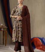Maroon colour with embroidered work marin silk Kurta set for women