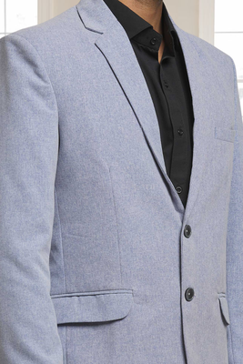 Grey jacquard plain solid full sleeve blazer for men 1