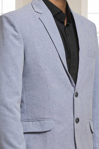 Grey jacquard plain solid full sleeve blazer for men