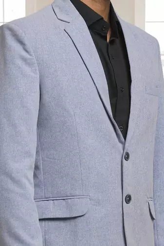 Grey jacquard plain solid full sleeve blazer for men