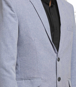 Grey jacquard plain solid full sleeve blazer for men