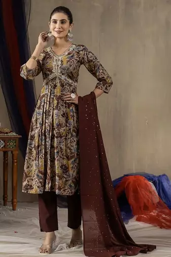 Maroon colour with embroidered work marin silk Kurta set for women