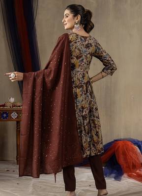 Maroon colour with embroidered work marin silk Kurta set for women 5