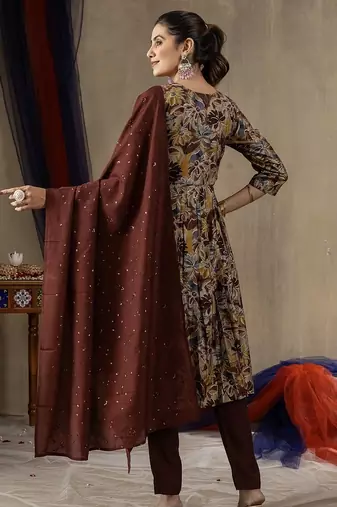 Maroon colour with embroidered work marin silk Kurta set for women