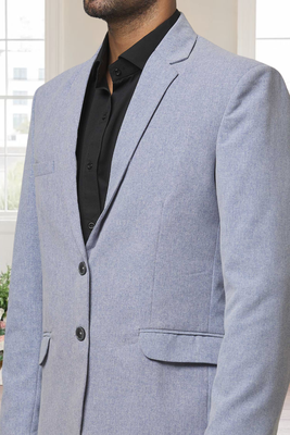 Grey jacquard plain solid full sleeve blazer for men 3