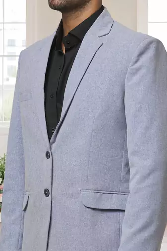 Grey jacquard plain solid full sleeve blazer for men