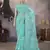 Sea green thread embroidered butterfly net saree