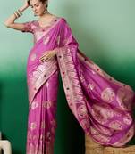 Purple dola cotton woven meenakari saree