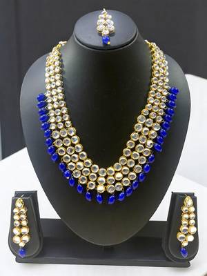 Blue  Heavy Necklace Set with Maang Tika 1